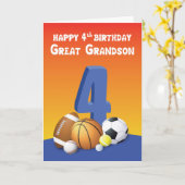 孫四素晴らし歳バースデースポーツボール カード (黄色い花)