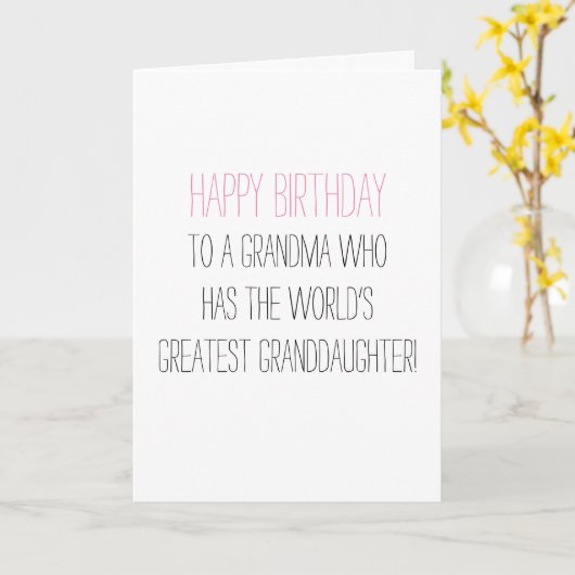 孫娘からのユーモラスな誕生日の祖母 カード (黄色い花)
