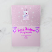 孫娘かわいいガーリーピンクの水絵画色 シーズンカード (内部)