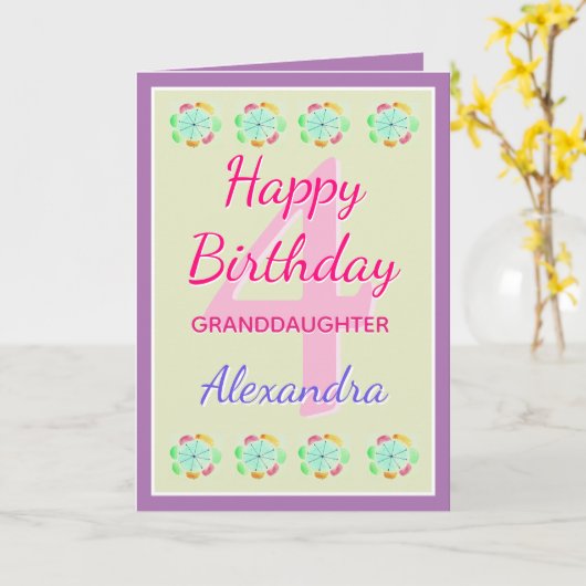 孫娘かわいいキープサケ誕生日カード カード (黄色い花)