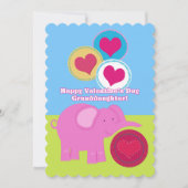 孫娘かわいいピンクのゾウのバレンタイン (正面)