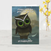 孫娘かわいいフクロウ誕生日グリーティングカード カード (黄色い花)