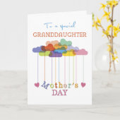 孫娘かわいい母の日の虹の雲 カード (黄色い花)