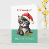 孫娘かわいい猫メオウィクリスマス カード (黄色い花)