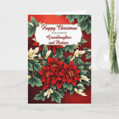孫娘とパートナーのクリスマスポインセチア シーズンカード (正面)