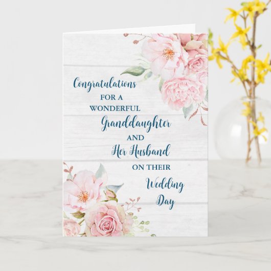 孫娘と夫おめでとう カード (黄色い花)