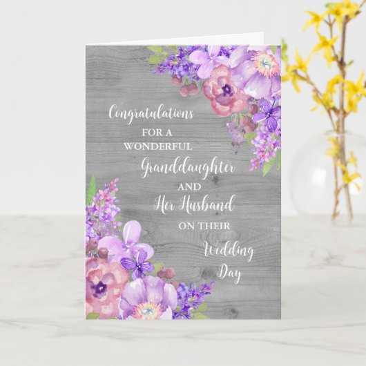 孫娘と夫おめでとう カード (黄色い花)