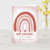 孫娘と夫の記念日ソフトピンク カード (黄色い花)