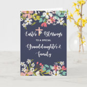 孫娘と家族のイースター恵み カード (黄色い花)