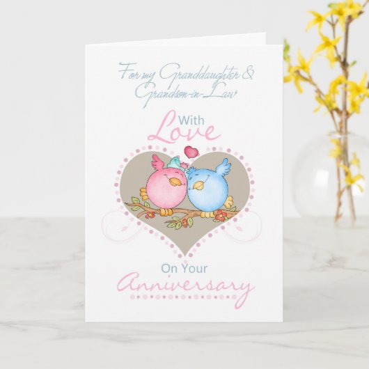 孫娘と義理の孫記念日カードW カード (黄色い花)