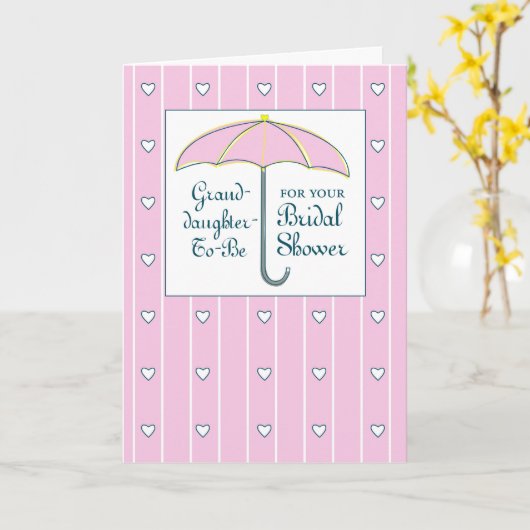 孫娘になる人へのブライズシャワー ピンクの傘 カード (黄色い花)