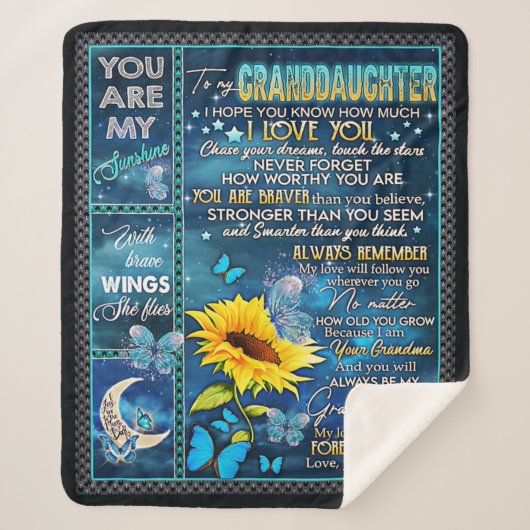 孫娘にヒマワリの贈り物、ベビー贈り物 シェルパブランケット (正面)