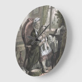 孫娘にKittingを教えているヴィンテージの祖母 ラージ壁時計 (傾斜)