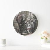 孫娘にKittingを教えているヴィンテージの祖母 ラージ壁時計 (ホーム)