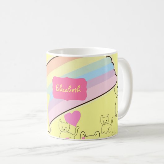 孫娘ねこの贈り物のかわいい コーヒーマグカップ (正面右)