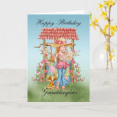 孫娘のかわいい女の子および健康な誕生日を望むこと カード (黄色い花)