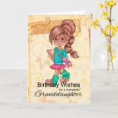 孫娘のかわいく、粋な誕生日の挨拶 カード (黄色い花)