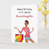 孫娘のためのアフリカ系アメリカ人のバースデー・カード カード (黄色い花)