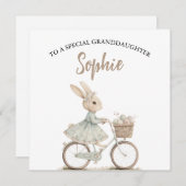 孫娘のためのイースターバニー自転車カード シーズンカード (正面/裏面)