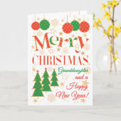 孫娘のためのクリスマスツリーとオーナメント カード (黄色い花)
