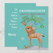 孫娘のためのクリスマス ホリデー カード (正面/裏面)
