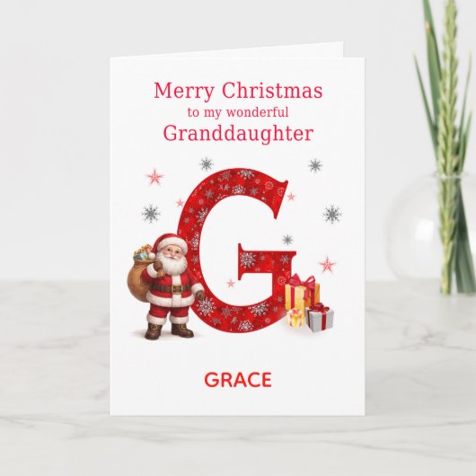 孫娘のためのクリスマス 名前を追加  シーズンカード (正面)