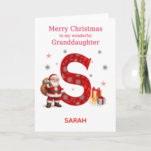 孫娘のためのクリスマス 名前を追加  シーズンカード (正面)