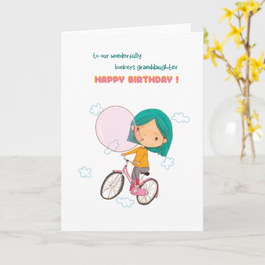 孫娘のためのバブルガム誕生日カード カード (黄色い花)