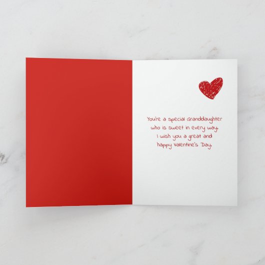 孫娘のためのバレンタインマウス カード (内部)