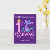 孫娘のためのマーメイド1stバースデーカード カード (黄色い花)