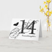 孫娘のための第14誕生日、蝶; カード (黄色い花)