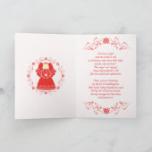 孫娘のための赤いクリスマス天使 シーズンカード (内部)