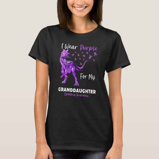 孫娘のてんかん啓発 パープルを身につける Tシャツ (正面)