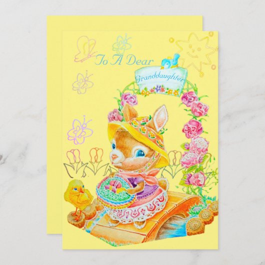 孫娘のイースターパーソナライズされたカード。 サンキューカード (正面/裏面)