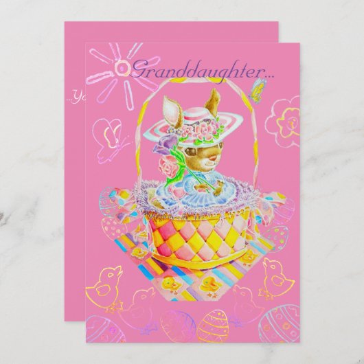 孫娘のイースターパーソナライズされたカード。 サンキューカード (正面/裏面)