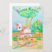 孫娘のイースターパーソナライズされたカード。 案内状 (正面/裏面)