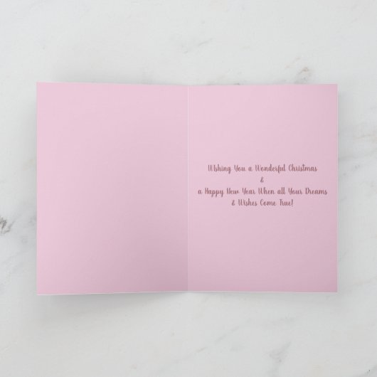 孫娘のクリスマスカードにピンクのきらめき シーズンカード (内部)