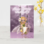 孫娘のハッピーバースデーかわいい花の妖精 カード (黄色い花)