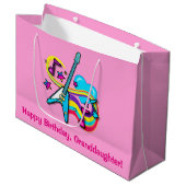 孫娘のハッピーバースデーのギター、ハート、ノート ラージペーパーバッグ (正面アングル)