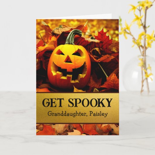 孫娘のハロウィーン不気味は カード (黄色い花)