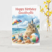 孫娘のビーチの誕生日おめでとうカード カード (黄色い花)