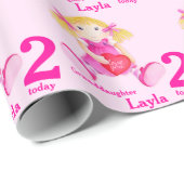 孫娘の一流の縫いぐるみ人形の芸術の第2誕生日の覆い ラッピングペーパー (ロールコーナー)