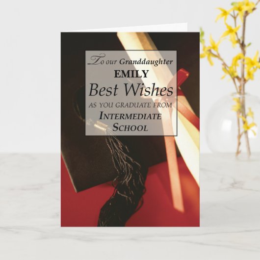 孫娘の中学校卒業 カード (黄色い花)