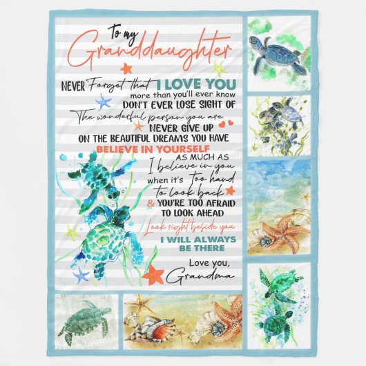 孫娘の亀に愛してる フリースブランケット (正面)