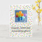 孫娘の二番目の誕生日バルーン カード (黄色い花)