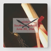 孫娘の卒業を祈る正方形時計 スクエア壁時計 (正面)