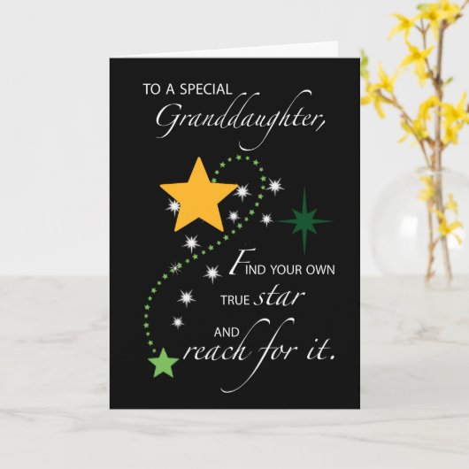 孫娘の卒業スターおめでとうございます カード (黄色い花)