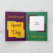 孫娘の名前を追加フォトプラム黄色の誕生日 カード (内部)