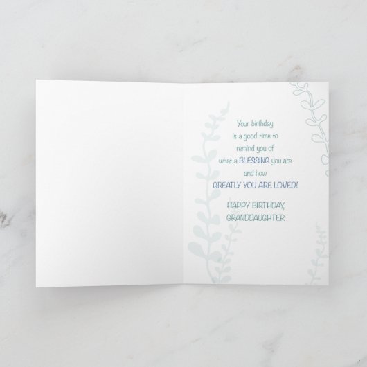 孫娘の宗教誕生日ハンドドローの外観 カード (内部)