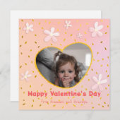 孫娘の愛らしい花のバレンタインデーの写真 シーズンカード (正面/裏面)